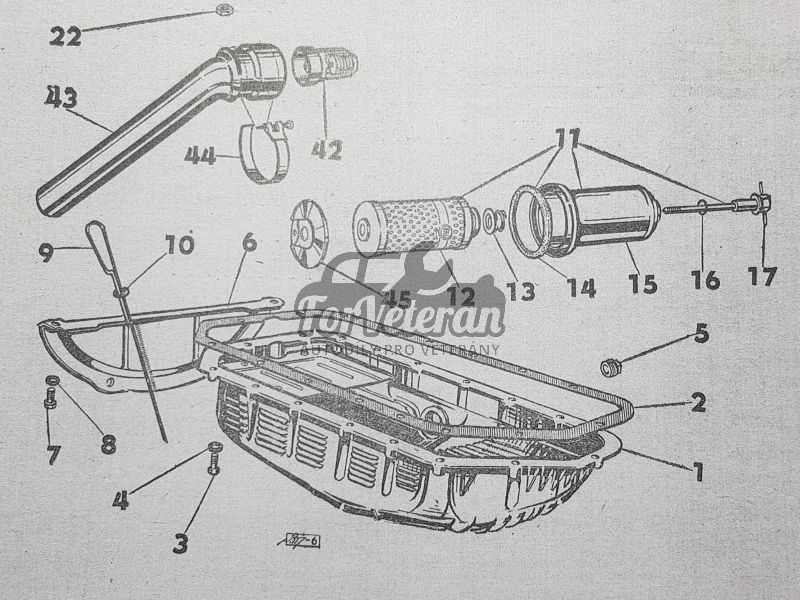 Čistič oleje úplný / olejový filtr ŠKODA 1000MB, 100, 110, 110R, 105-120 ; 110040200, 10-181-7019, 443744201000